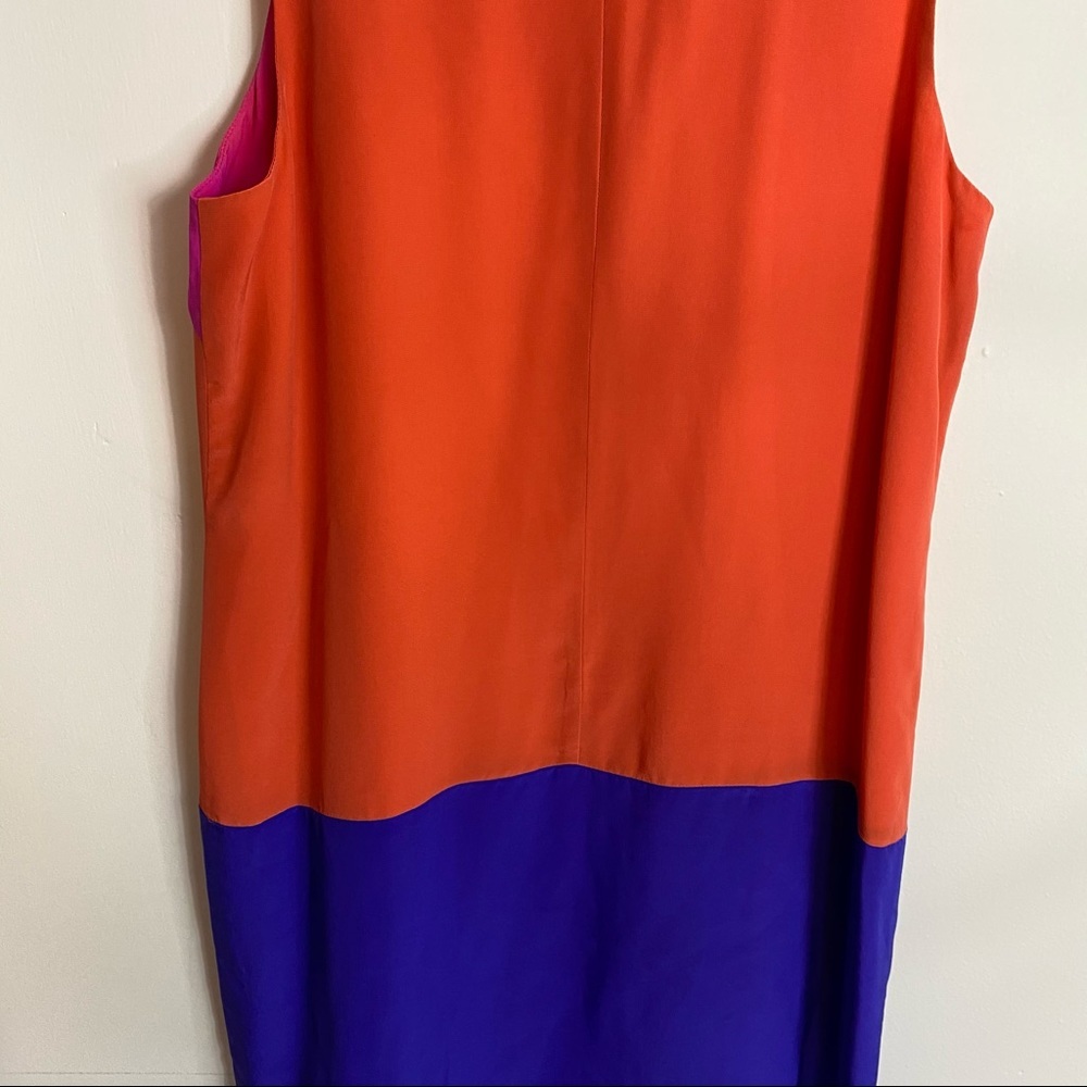 Single Silk Aline Shift Multicolor Block Dress E44 - image 7